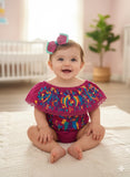 Otomi Embroidered Hot Pink Onesie