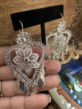 Filigree Oaxacan Earrings Silver Flower Heart