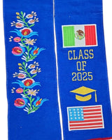 Mexican and US flags Serape Graduation Stole 2025