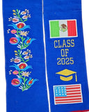 Mexican and US flags Serape Graduation Stole 2025