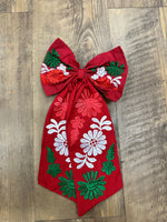 Tricolor Floral Embroidered bow