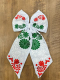 Tricolor Floral Embroidered bow