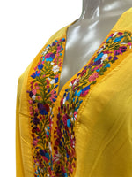 Mexican Huipil Kaftan Dress Yellow