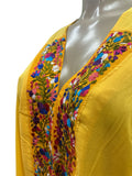 Mexican Huipil Kaftan Dress Yellow