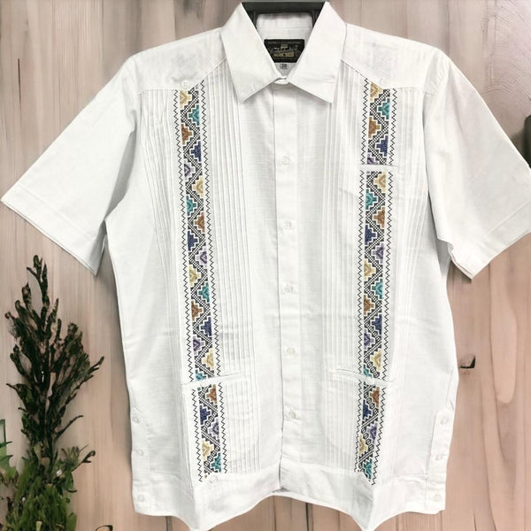 Men's Guayabera Piramide White – Cielito Lindo Men's Guayabera Piramide White – Cielito Lindo
