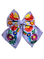 Floral Embroidered Hair Bows