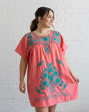 Puebla Coral and Teal Mini Dress