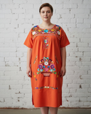 Puebla Orange Midi Dress