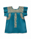 San Antonino Ruffled Blouse Teal