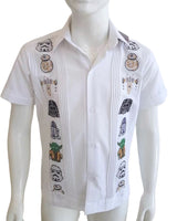 Star Wars White Boys Linen Guayabera