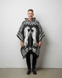 Unisex Mexican Poncho Horses Black
