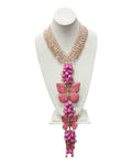 Butterfly Necklace & Earrings Set Pink Nude