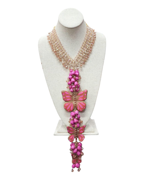 Butterfly Necklace & Earrings Set Pink Nude