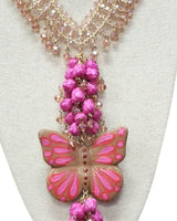 Butterfly Necklace & Earrings Set Pink Nude