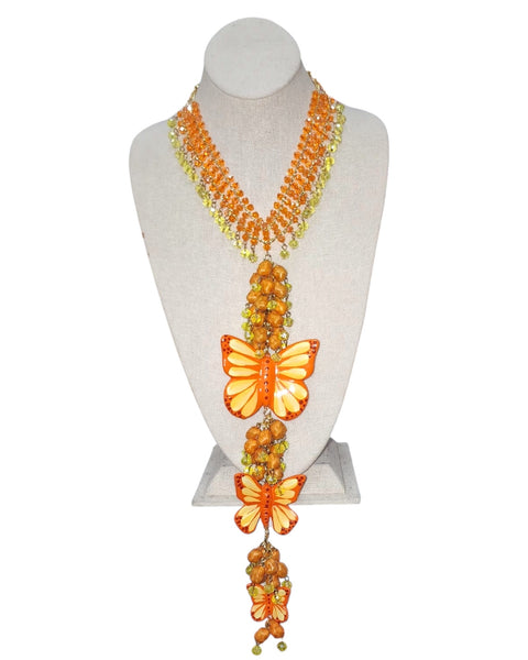 Butterfly Necklace & Earrings Set Orange