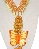 Butterfly Necklace & Earrings Set Orange