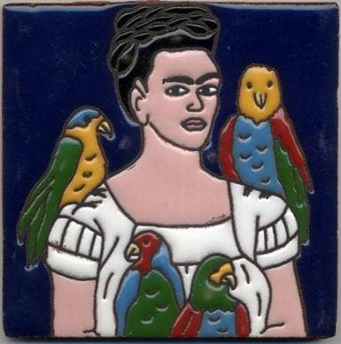 Decorative Tile Frida Khalo with Birds