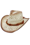 Beaded Crochet Crushable Straw Cowboy Hat