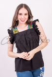 María Handmade Black Blouse