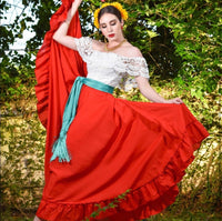 Mexican Folklorico Green Solid Skirt