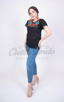 Mexican Tehuacan Embroidered Blouse Black - Cielito Lindo