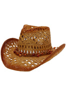 Beaded Crochet Crushable Straw Cowboy Hat