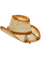 Beaded Crochet Crushable Straw Cowboy Hat