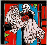 Decorative Tile Groom Carrying Bride Skeletons