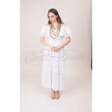 Mexican White Solid Maxi Dress Lace Off the Shoulder - Mexican Themed Wedding - Costume - Fiesta Mexicana - Mexico - One Size
