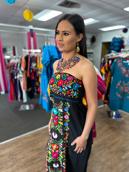 Sara Mexican Strapless Dress Black Cielito Lindo Sara Mexican Strapless Dress Black Cielito Lindo