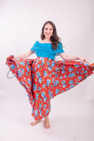 Mexican Folklorico Red Floral Skirt