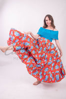 Mexican Folklorico Red Floral Skirt