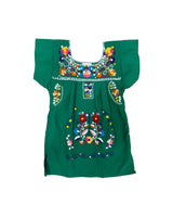 Mexican Puebla Dress for Girls Green