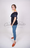 Campesina Off the Shoulder Blouse Navy