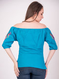 Tecali Embroidered Teal Top