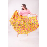 Mexican Folklorico Yellow Floral Skirt