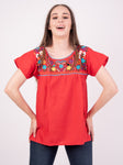 Tehuacan Embroidered Blouse Red