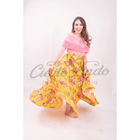 Mexican Folklorico Yellow Floral Skirt