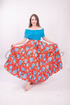 Mexican Folklorico Red Floral Skirt