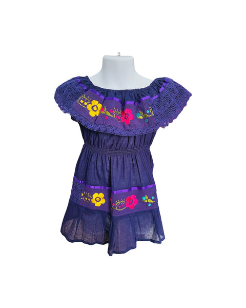 Campesina Dress for Girls Purple