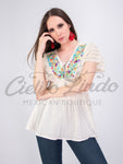 Mexican Jazmin V-neck Top - Cielito Lindo