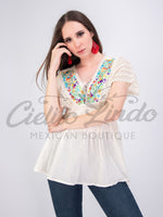 Mexican Jazmin V-neck Top - Cielito Lindo