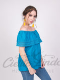 Campesina Off the Shoulder Blouse Blue