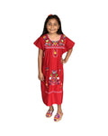 Mexican Puebla Dress for Girls Red