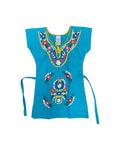 Mexican Kimono Girls Teal Dress