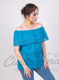 Campesina Off the Shoulder Blouse Blue