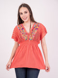 Mexican Jazmin V-neck Top - Cielito Lindo