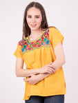 Tehuacan Embroidered Blouse Yellow