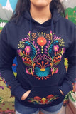 Winter Puebla Embroidered Hoodie Black