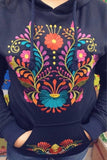 Winter Puebla Embroidered Hoodie Black